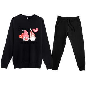 Gnome Is Where The Heart Is Gift For Valentine Day Premium Crewneck Sweatsuit Set