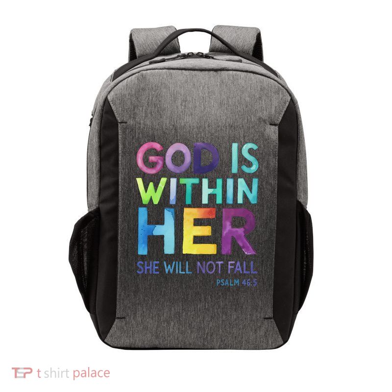 God Is Within Her She Will Not Fail Psalm 465 Religious Gift Vector Backpack