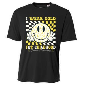 Groovy I Wear Gold For Childhood Cancer Awareness Ribbon Cooling Performance Crew T-Shirt