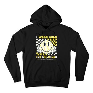 Groovy I Wear Gold For Childhood Cancer Awareness Ribbon Hoodie