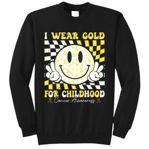 Groovy I Wear Gold For Childhood Cancer Awareness Ribbon Sweatshirt