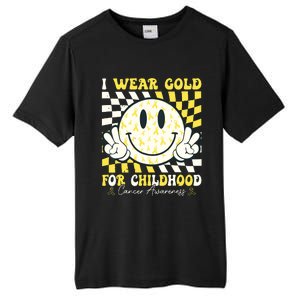 Groovy I Wear Gold For Childhood Cancer Awareness Ribbon Tall Fusion ChromaSoft Performance T-Shirt