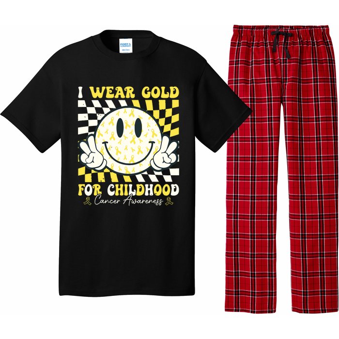 Groovy I Wear Gold For Childhood Cancer Awareness Ribbon Pajama Set