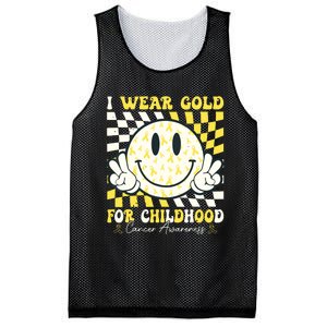 Groovy I Wear Gold For Childhood Cancer Awareness Ribbon Mesh Reversible Basketball Jersey Tank