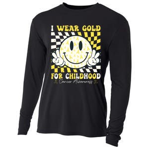 Groovy I Wear Gold For Childhood Cancer Awareness Ribbon Cooling Performance Long Sleeve Crew