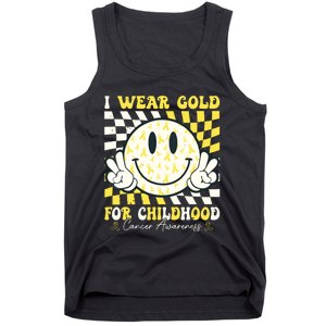 Groovy I Wear Gold For Childhood Cancer Awareness Ribbon Tank Top