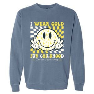 Groovy I Wear Gold For Childhood Cancer Awareness Ribbon Garment-Dyed Sweatshirt