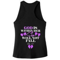 God Is Within Her She Will Not Fall Psalms 46:5 Front Back Ladies PosiCharge Tri-Blend Wicking Tank