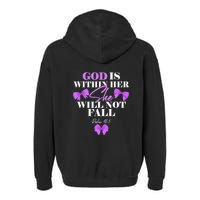 God Is Within Her She Will Not Fall Psalms 46:5 Front Back Garment-Dyed Fleece Hoodie