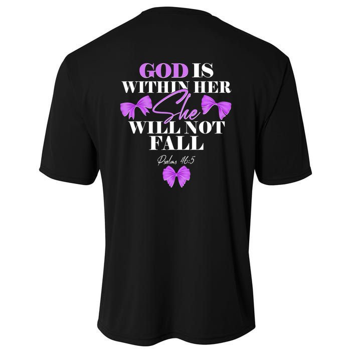 God Is Within Her She Will Not Fall Psalms 46:5 Front Back Performance Shirt