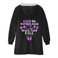 God Is Within Her She Will Not Fall Psalms 46:5 Front Back Hooded Wearable Blanket