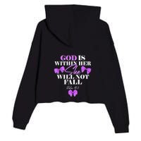 God Is Within Her She Will Not Fall Psalms 46:5 Front Back Crop Fleece Hoodie