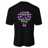 God Is Within Her She Will Not Fall Psalms 46:5 Front Back Youth Performance Sprint T-Shirt
