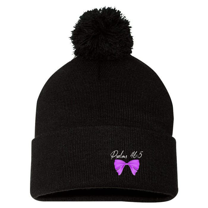 God Is Within Her She Will Not Fall Psalms 46:5 Front Back Pom Pom 12in Knit Beanie