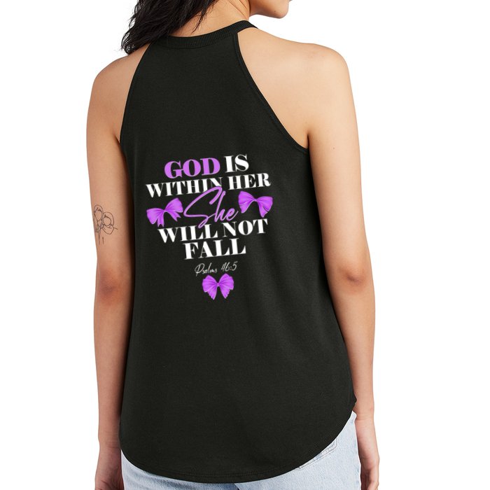 God Is Within Her She Will Not Fall Psalms 46:5 Front Back Women's Perfect Tri Rocker Tank