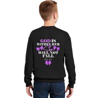 God Is Within Her She Will Not Fall Psalms 46:5 Front Back Kids Sweatshirt