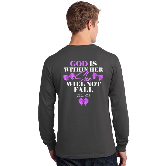 God Is Within Her She Will Not Fall Psalms 46:5 Front Back Long Sleeve Shirt