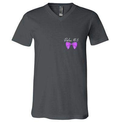 God Is Within Her She Will Not Fall Psalms 46:5 Front Back V-Neck T-Shirt