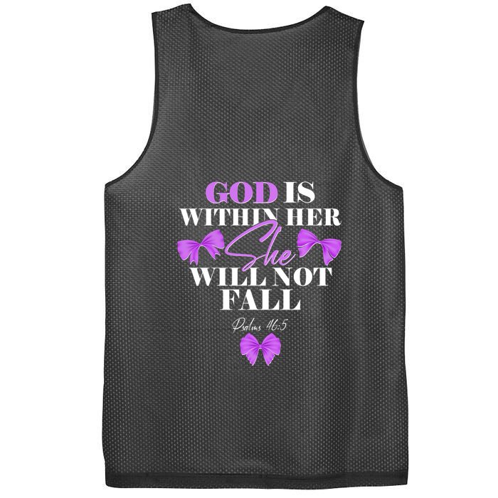 God Is Within Her She Will Not Fall Psalms 46:5 Front Back Mesh Reversible Basketball Jersey Tank