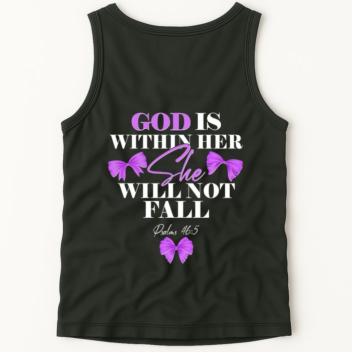God Is Within Her She Will Not Fall Psalms 46:5 Front Back Tank Top