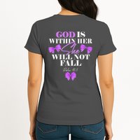 God Is Within Her She Will Not Fall Psalms 46:5 Front Back Womens T-Shirt