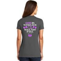 God Is Within Her She Will Not Fall Psalms 46:5 Front Back Women's V-Neck T-Shirt