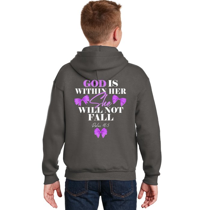 God Is Within Her She Will Not Fall Psalms 46:5 Front Back Kids Hoodie