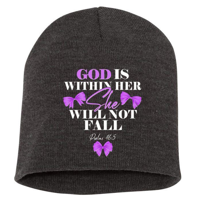 God Is Within Her She Will Not Fall Psalms 46:5 Front Back Short Acrylic Beanie