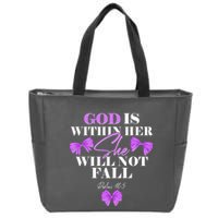 God Is Within Her She Will Not Fall Psalms 46:5 Front Back Zip Tote Bag