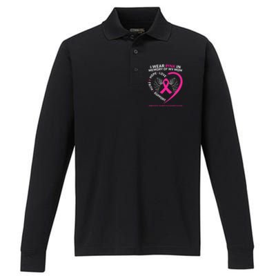 Gift I Wear Pink In Memory Of My Mom Breast Cancer Awareness Performance Long Sleeve Polo