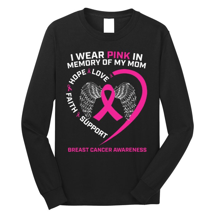 Gift I Wear Pink In Memory Of My Mom Breast Cancer Awareness Long Sleeve Shirt