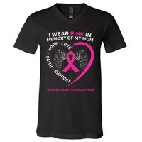 Gift I Wear Pink In Memory Of My Mom Breast Cancer Awareness V-Neck T-Shirt