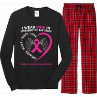 Gift I Wear Pink In Memory Of My Mom Breast Cancer Awareness Long Sleeve Pajama Set