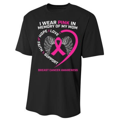 Gift I Wear Pink In Memory Of My Mom Breast Cancer Awareness Performance Sprint T-Shirt