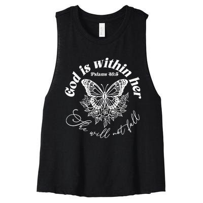 God Is Within Her She Will Not Fall Women's Racerback Cropped Tank