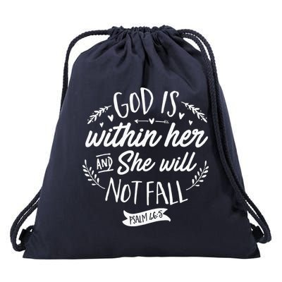 God Is Within Her Jesus Christian Psalm 465 Drawstring Bag