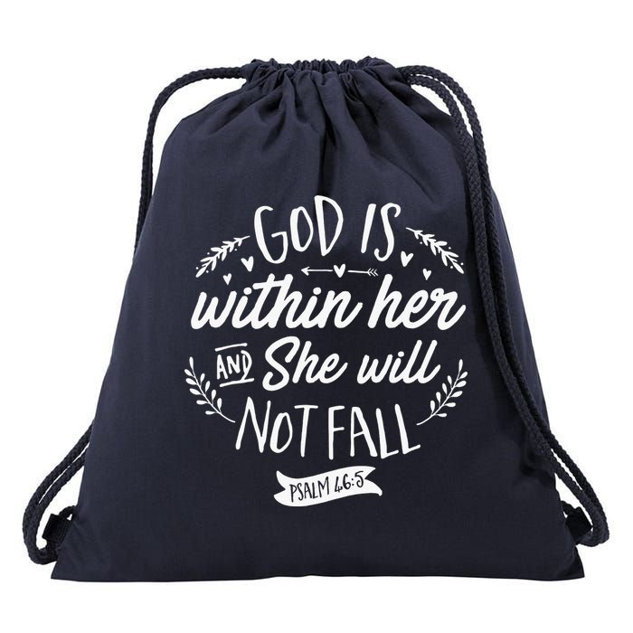 God Is Within Her Jesus Christian Psalm 465 Drawstring Bag