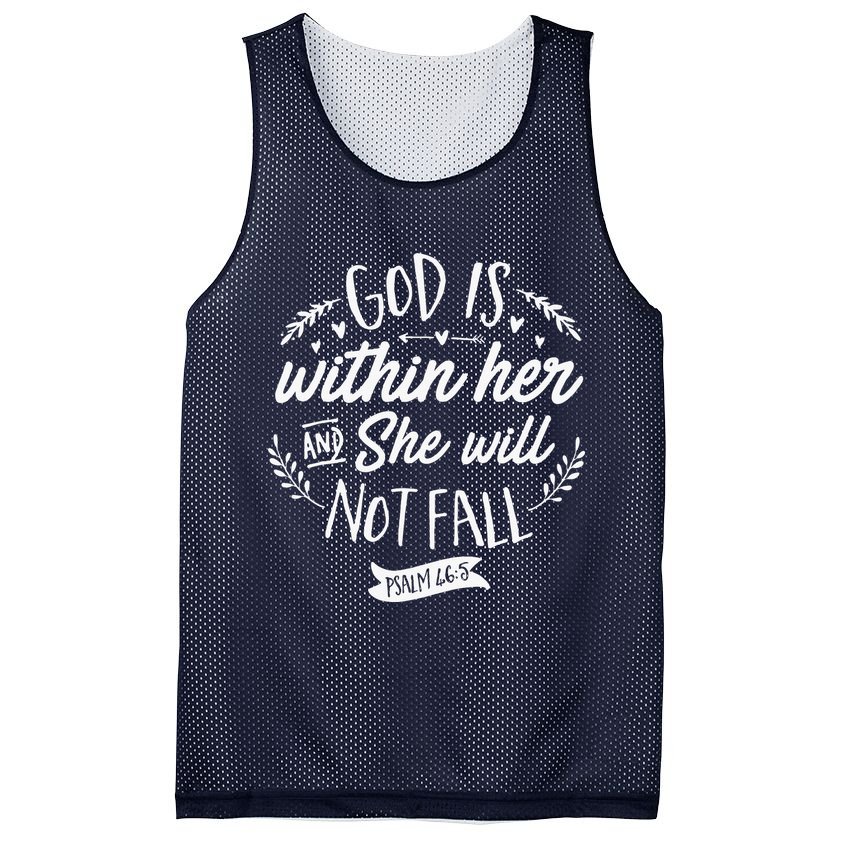 God Is Within Her Jesus Christian Psalm 465 Mesh Reversible Basketball Jersey Tank