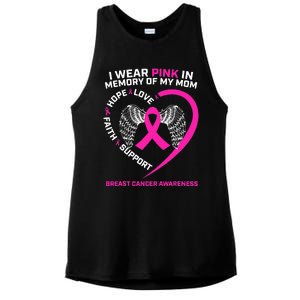 Gift I Wear Pink In Memory Of My Mom Breast Cancer Awareness Ladies PosiCharge Tri-Blend Wicking Tank