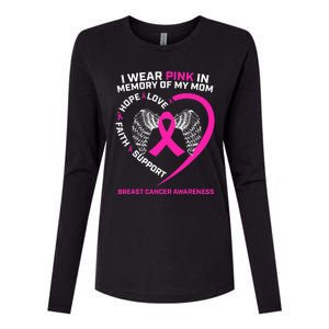 Gift I Wear Pink In Memory Of My Mom Breast Cancer Awareness Womens Cotton Relaxed Long Sleeve T-Shirt