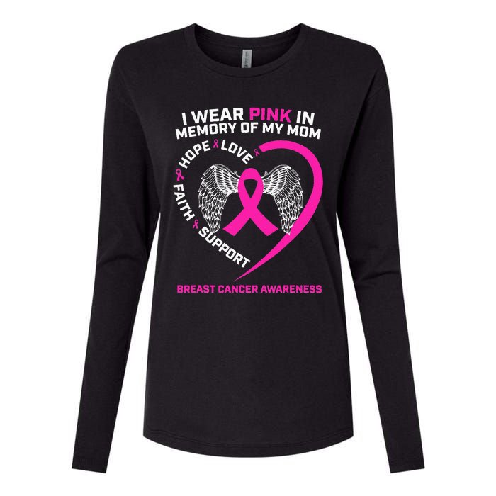 Gift I Wear Pink In Memory Of My Mom Breast Cancer Awareness Womens Cotton Relaxed Long Sleeve T-Shirt