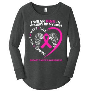 Gift I Wear Pink In Memory Of My Mom Breast Cancer Awareness Women's Perfect Tri Tunic Long Sleeve Shirt