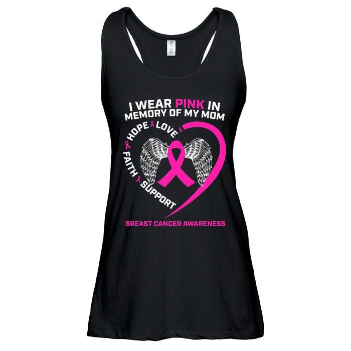 Gift I Wear Pink In Memory Of My Mom Breast Cancer Awareness Ladies Essential Flowy Tank