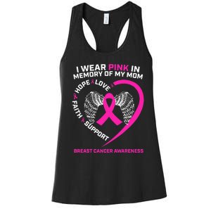 Gift I Wear Pink In Memory Of My Mom Breast Cancer Awareness Women's Racerback Tank