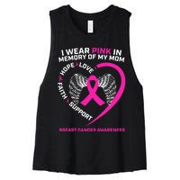 Gift I Wear Pink In Memory Of My Mom Breast Cancer Awareness Women's Racerback Cropped Tank