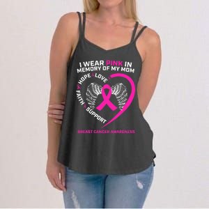 Gift I Wear Pink In Memory Of My Mom Breast Cancer Awareness Women's Strappy Tank