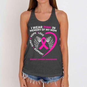 Gift I Wear Pink In Memory Of My Mom Breast Cancer Awareness Women's Knotted Racerback Tank