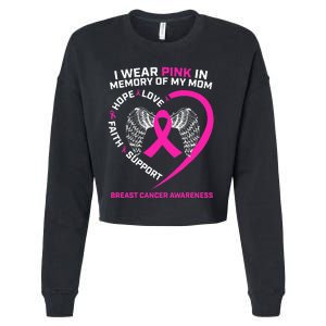 Gift I Wear Pink In Memory Of My Mom Breast Cancer Awareness Cropped Pullover Crew