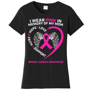 Gift I Wear Pink In Memory Of My Mom Breast Cancer Awareness Women's T-Shirt