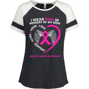 Gift I Wear Pink In Memory Of My Mom Breast Cancer Awareness Enza Ladies Jersey Colorblock Tee